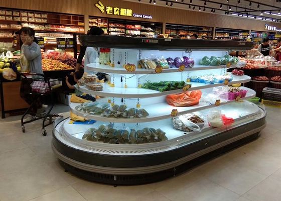 Semi вертикальный овальный охладитель Multideck открытой выкладки острова