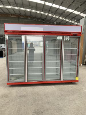 Красный 4 стеклянный охладитель дисплея напитка двери R290 с компрессором SECOP