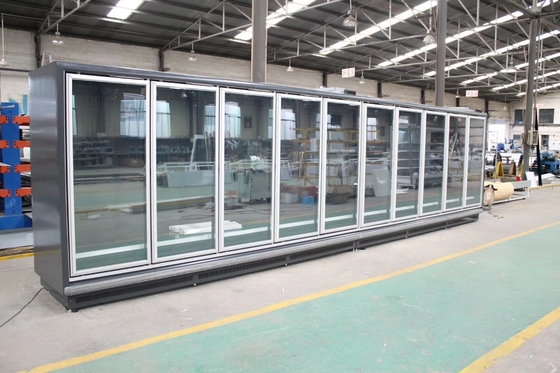 Удаленное Multideck отбрасывает стеклянный замораживатель дисплея двери с удаленным блоком Copeland или Bitzer конденсируя для замороженной еды