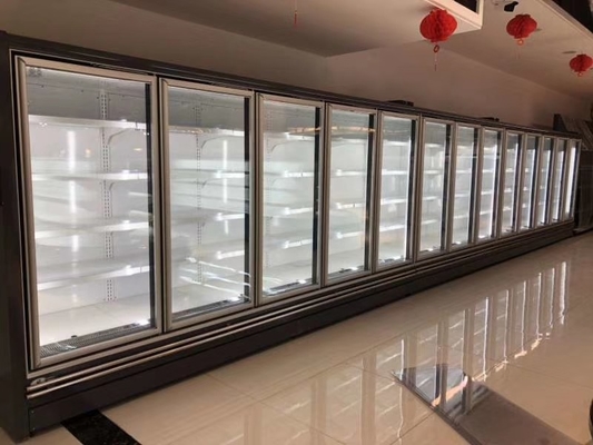 Подгонянное Multideck 2 стеклянных двери показывает Refrigerated шкаф с Frameless дверями застекленными тройкой противотуманными стеклянными