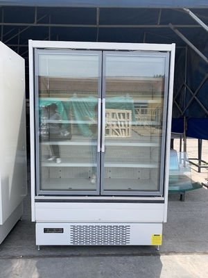 Подгонянное Multideck 2 стеклянных двери показывает Refrigerated шкаф с Frameless дверями застекленными тройкой противотуманными стеклянными