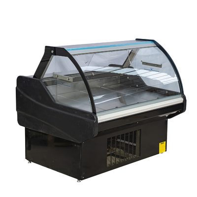Подгонянная энергосберегающая Refrigerated витрина для супермаркета с внутренними верхними светами СИД для бургеров свинины