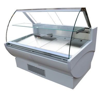 Коммерчески шкаф Refrigerated рыбами с вверх вниз с передних изогнутых стеклянных дверей